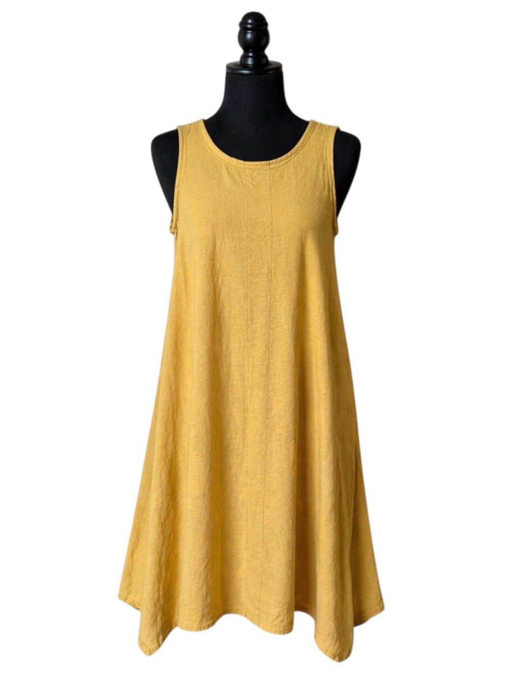 Womens Linen Blend Asymmetrical Handkerchief Hem Dress XS Coastal Vacation Beach